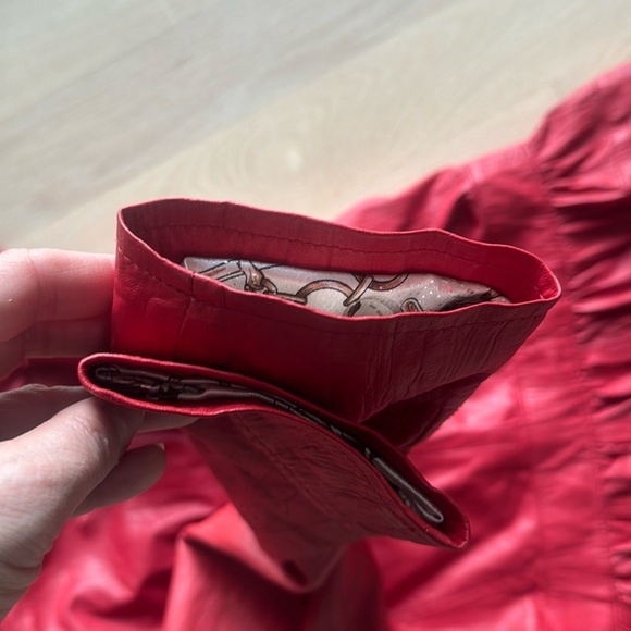 Vintage GENUINE Soft Coral Red Leather SCHAFSTALL Germany Parka Coat size 38 - Picture 13 of 16